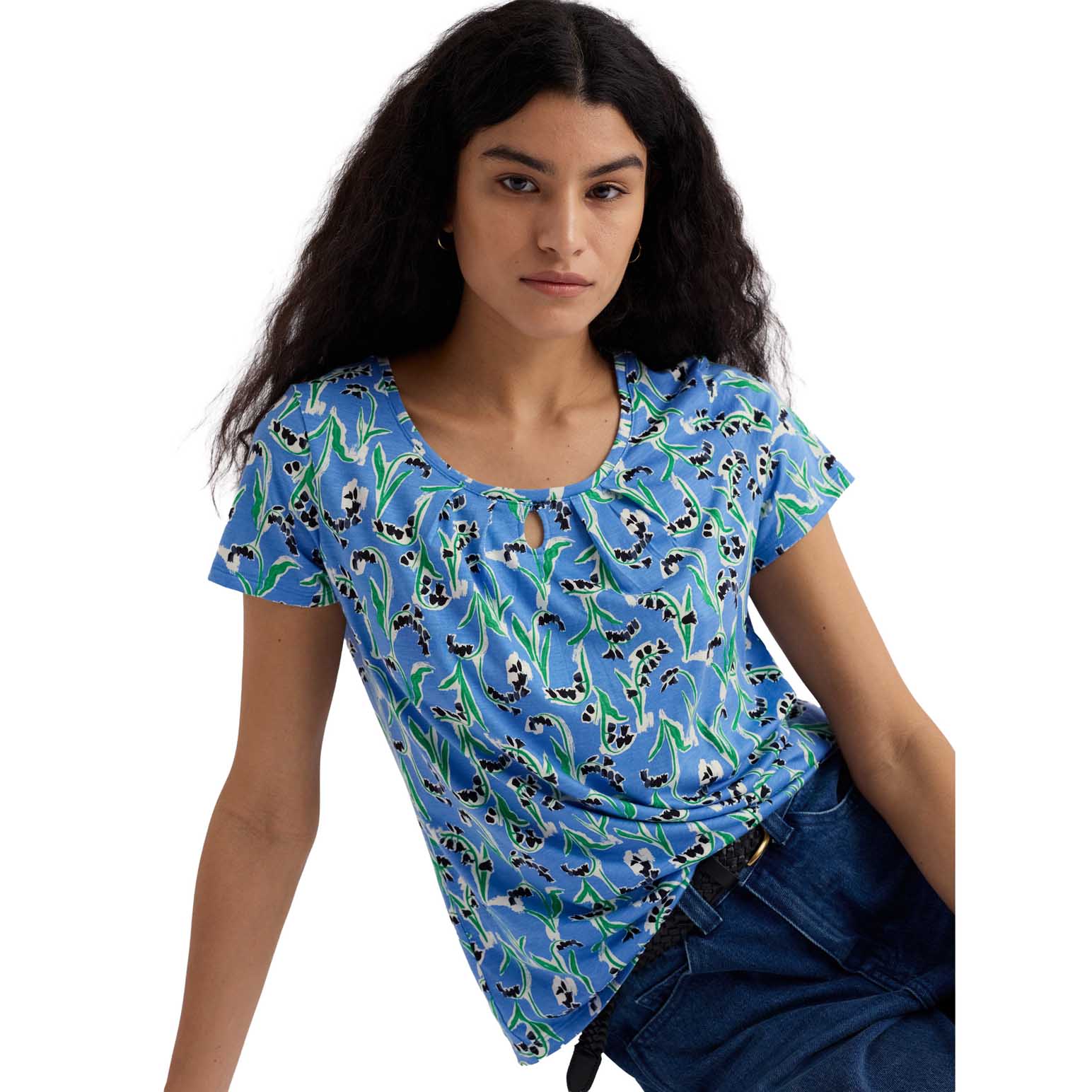 Seasalt Cornwall Appletree T-Shirt - Painty Bluebell Sail